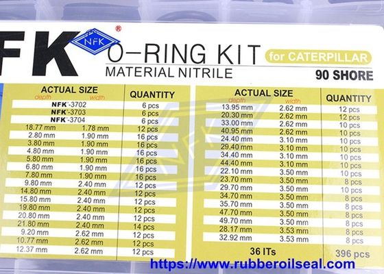 NBR90 Hardness O Ring Seal Kit 369 Pieces 36 Sizes Excavator Repair Box Fit CAT Hydraulic Parts