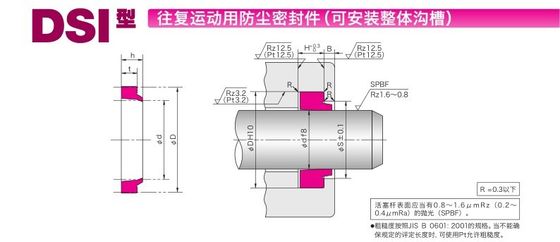 Tipo de eje de polvo japonés DSI original Amarillo Sello de aceite hidráulico Anillo de sello de pistón resistente a la presión y al desgaste